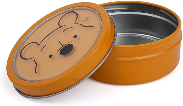 DAISO Winnie The Pooh Round Magnetic Case - Orange Cute Storage Container - Image 4